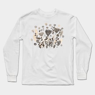 Watercolor whimsical flowers - beige Long Sleeve T-Shirt